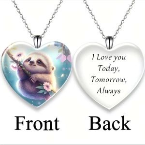 4/$12 Sloth Heart Pendant I Love You Necklace